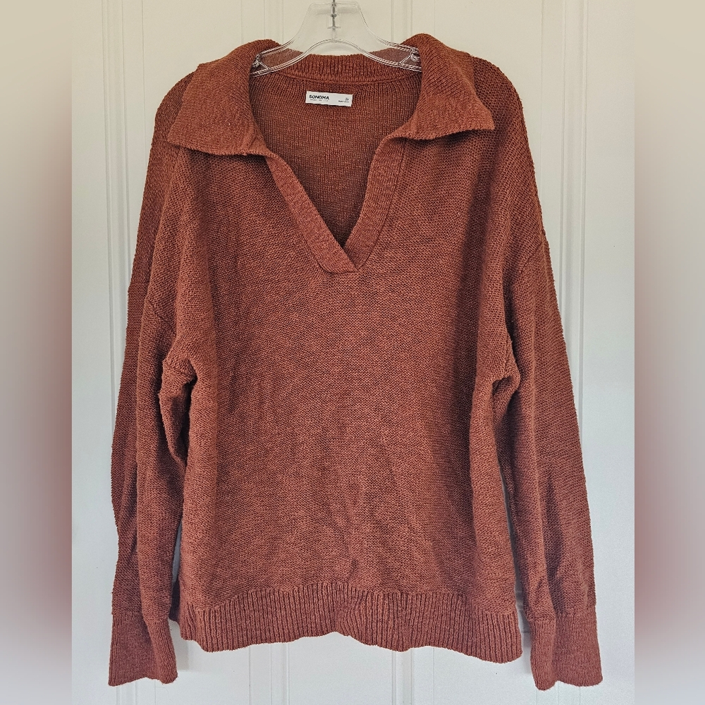 Sonoma Rust V-Neck Sweater